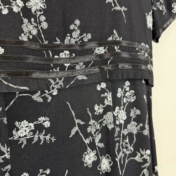 Vtg 90s Jody California Floral Midi Dress Sz 9 Black Ruffle Modest Cottagecore - Picture 9 of 11